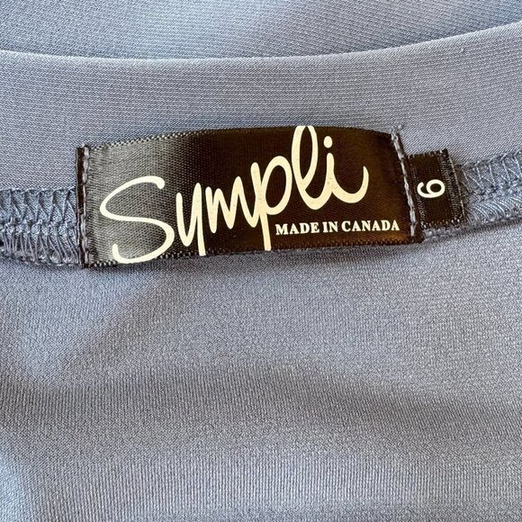 Sympli Blue Asymmetrical Lagenlook Tunic has Draped Pocket Front  Women's Size 6 - Picture 5 of 7